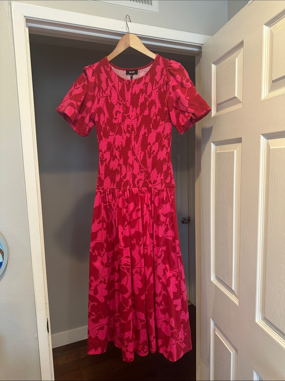 ME+EM smocked knit midi dress